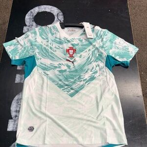 Portugal Puma Teal and White Men's Jersey World Cup